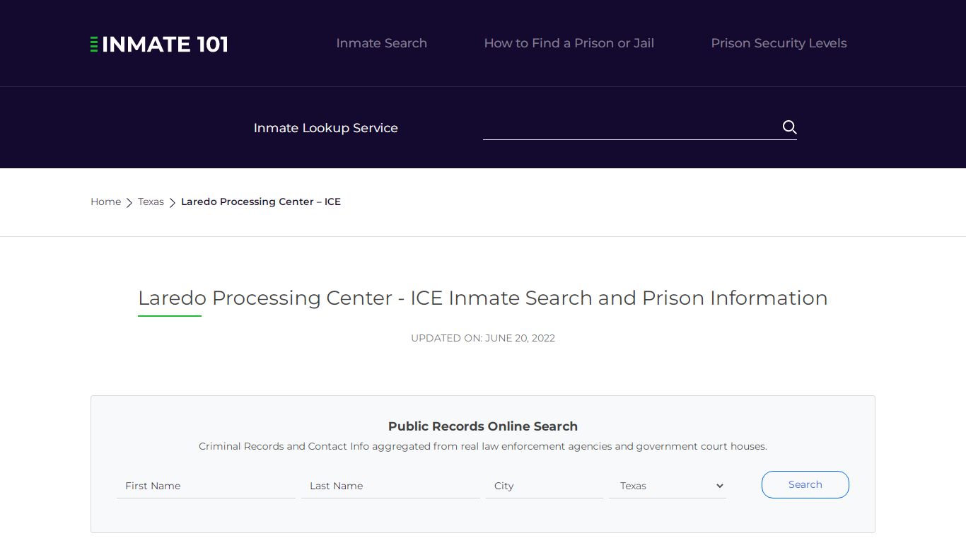 Laredo Processing Center - ICE Inmate Search, Visitation ...